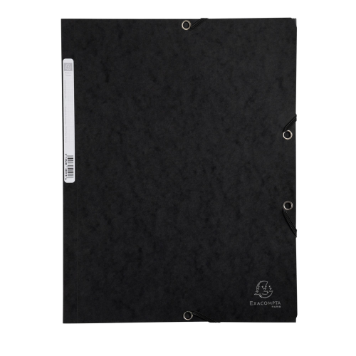 Cartella 3 lembi con elastico angolare - A4 - dorso 0,3 cm - cartoncino Lustrè - nero - Exacompta